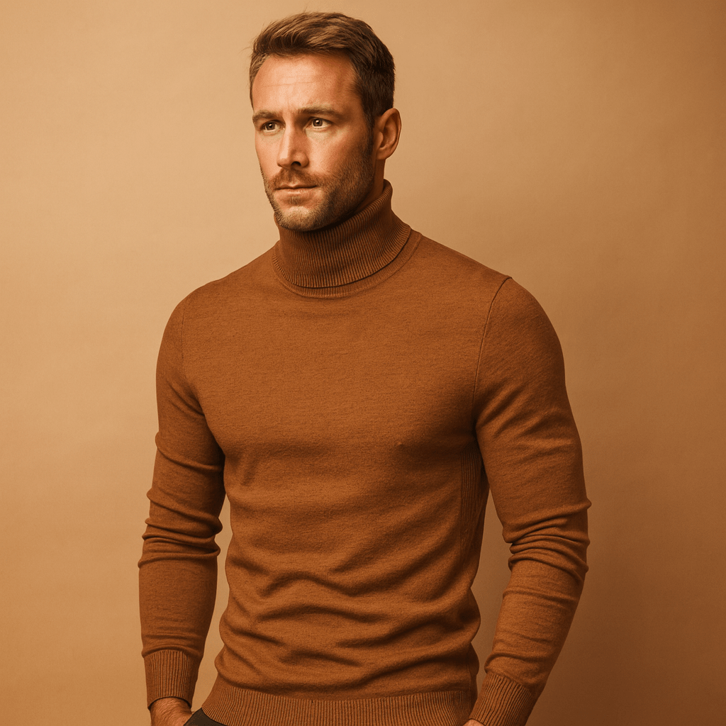 Men's Turtleneck Knit Sweater – Slim Long-Sleeve Pullover