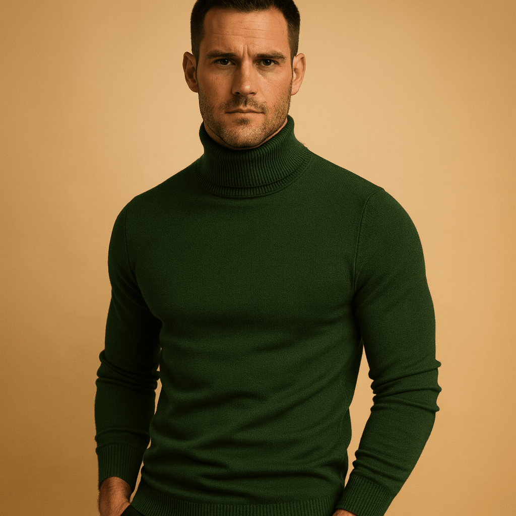 Men's Turtleneck Knit Sweater – Slim Long-Sleeve Pullover