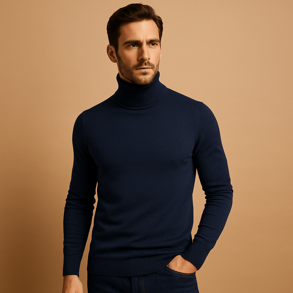 Men's Turtleneck Knit Sweater – Slim Long-Sleeve Pullover