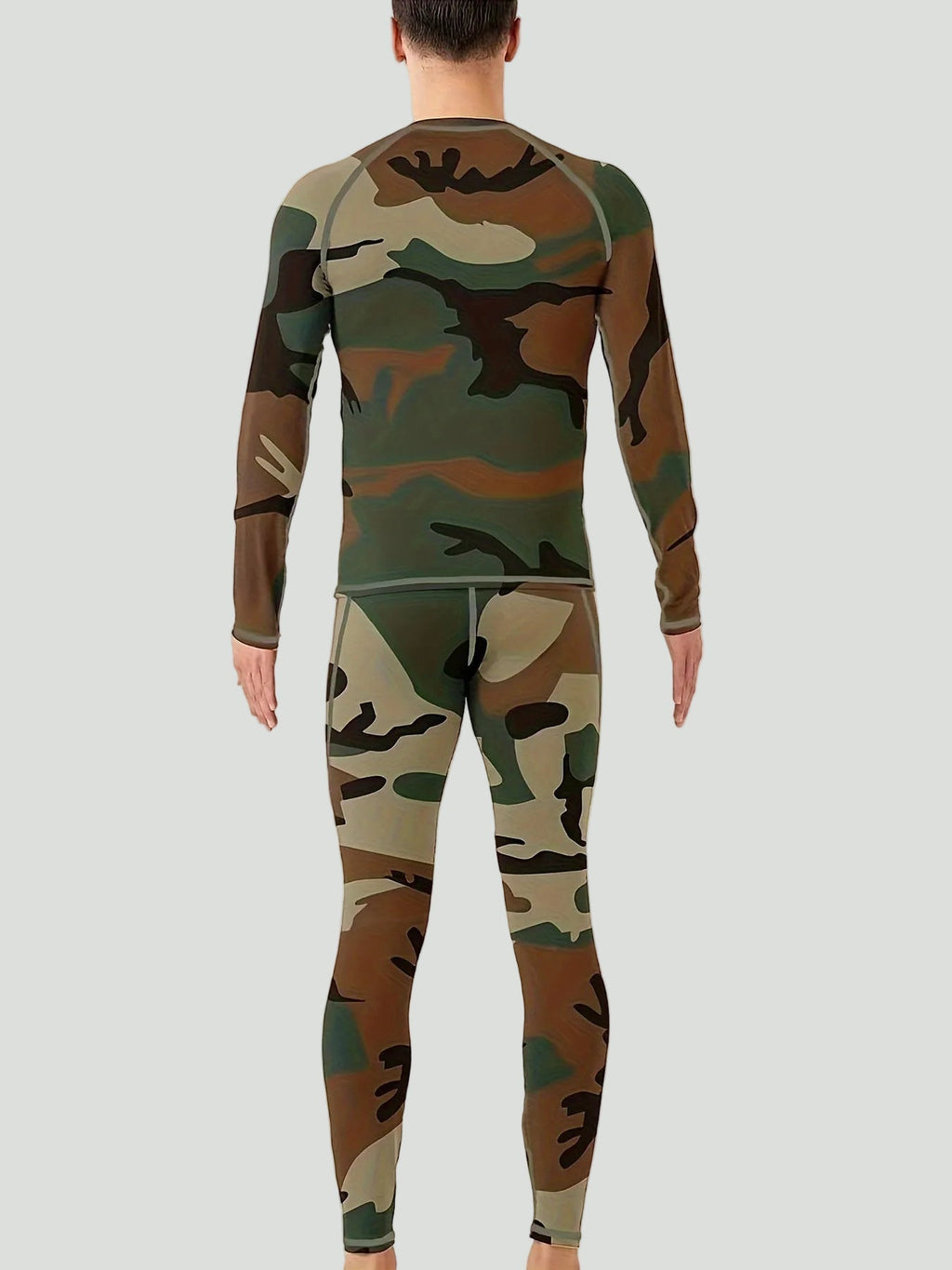 Men's Thermal Base Layer Set – Fleece-Lined Stretch Camouflage Top
