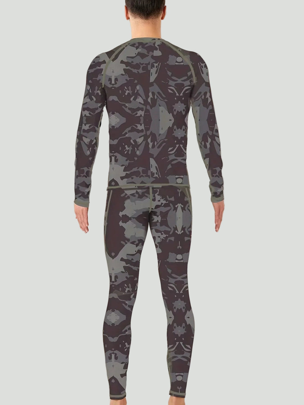 Men's Thermal Base Layer Set – Fleece-Lined Stretch Camouflage Top
