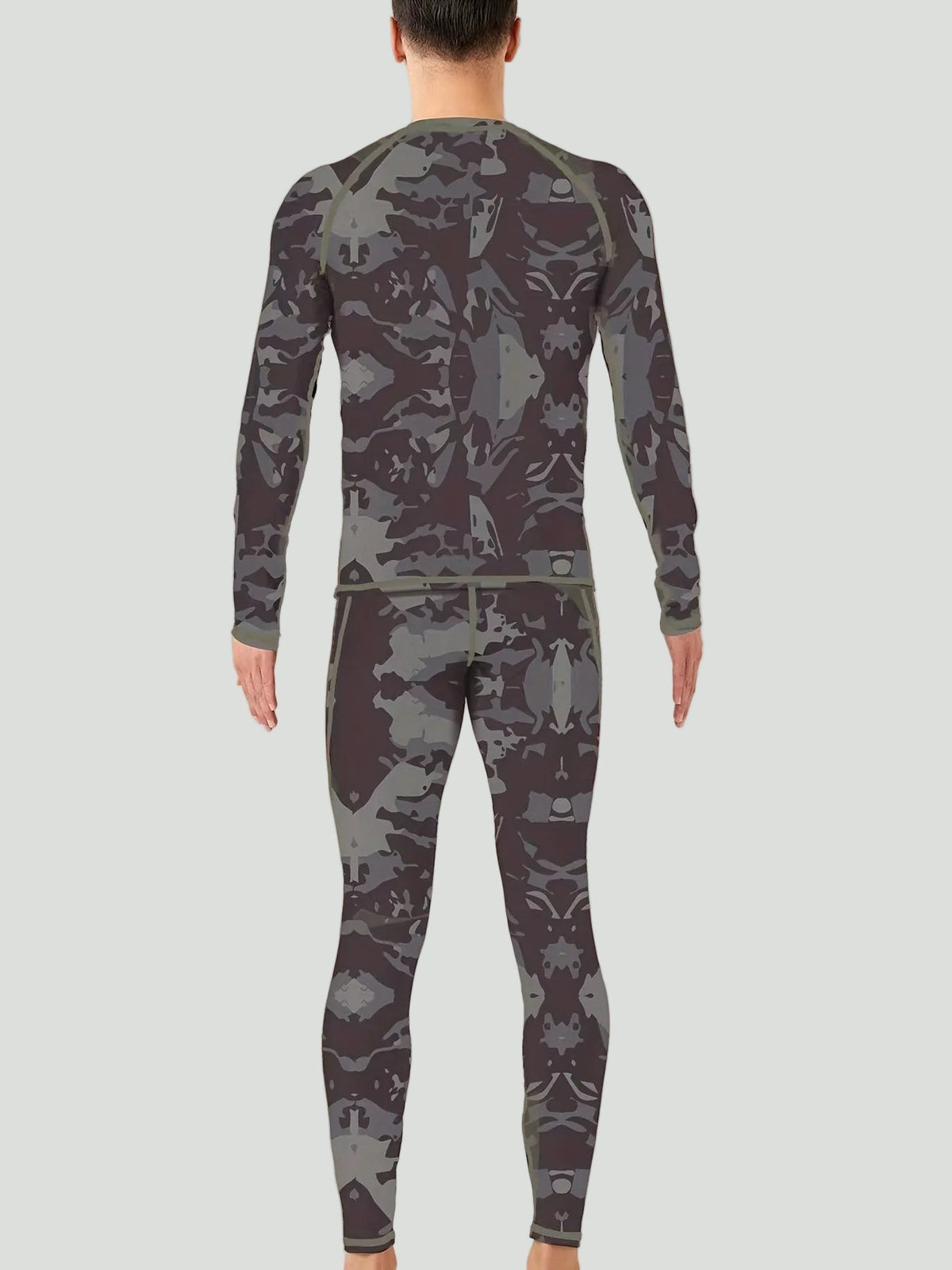 Men's Thermal Base Layer Set – Fleece-Lined Stretch Camouflage Top