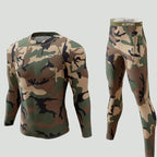 Men's Thermal Base Layer Set – Fleece-Lined Stretch Camouflage Top
