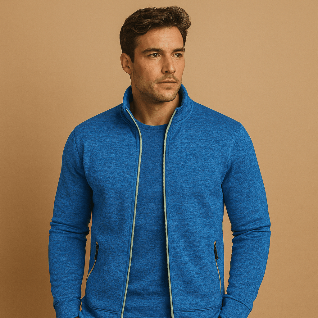 Men's Full-Zip Midlayer Cardigan – Lightweight Stand-Collar Layer