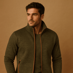 Men's Full-Zip Midlayer Cardigan – Lightweight Stand-Collar Layer