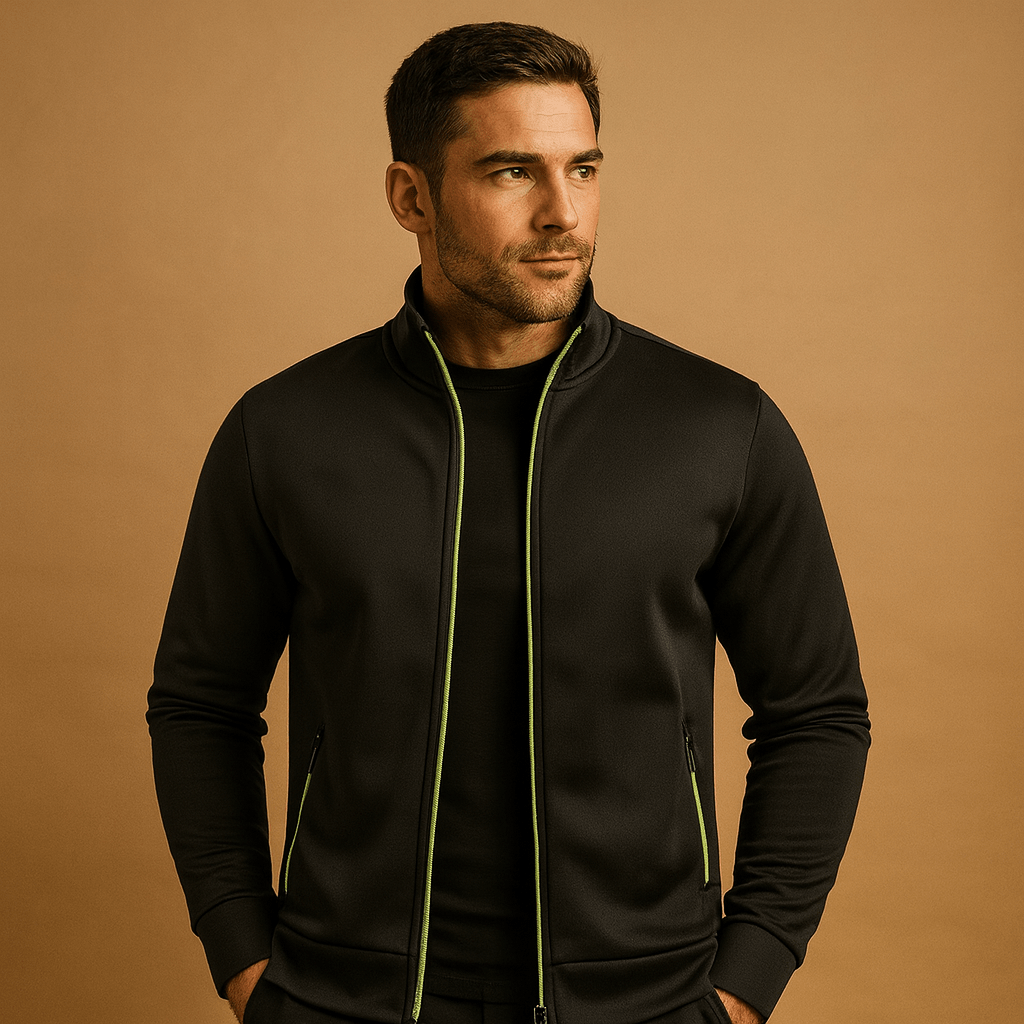 Men's Full-Zip Midlayer Cardigan – Lightweight Stand-Collar Layer