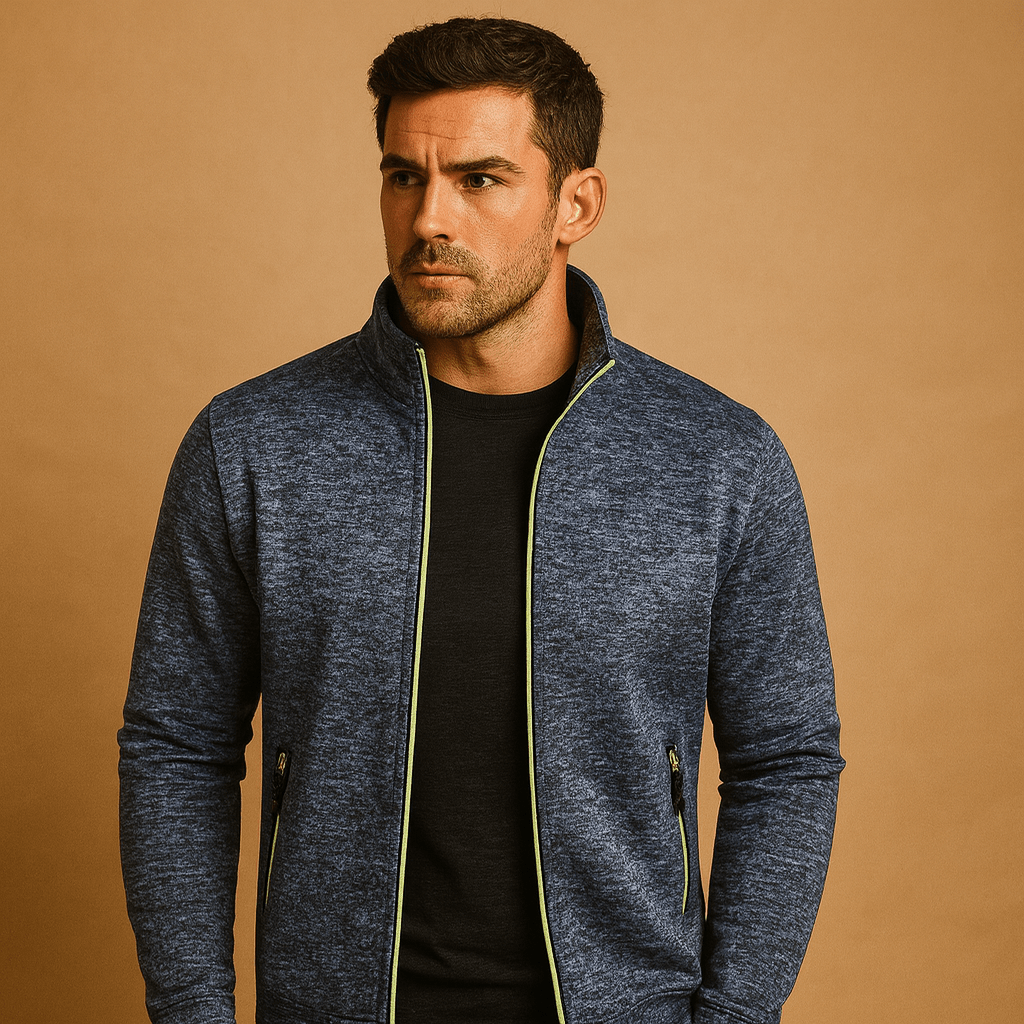 Men's Full-Zip Midlayer Cardigan – Lightweight Stand-Collar Layer