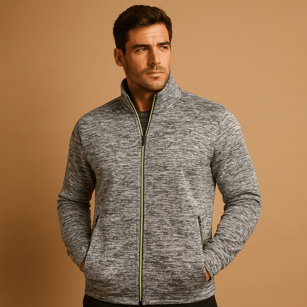 Men's Full-Zip Midlayer Cardigan – Lightweight Stand-Collar Layer