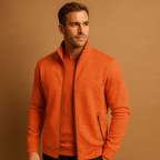 Men's Full-Zip Midlayer Cardigan – Lightweight Stand-Collar Layer
