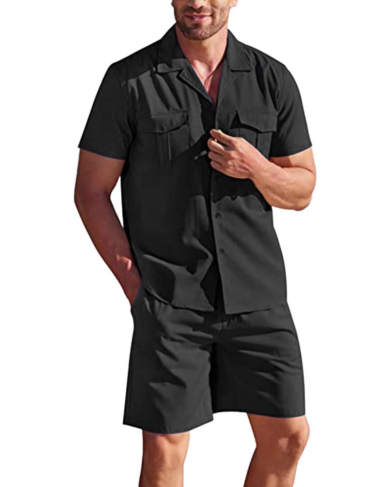 Men's Linen Shirt and Shorts Set