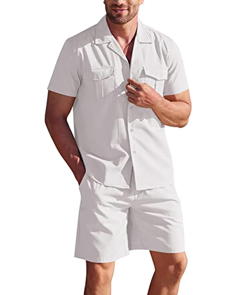 Men's Linen Shirt and Shorts Set