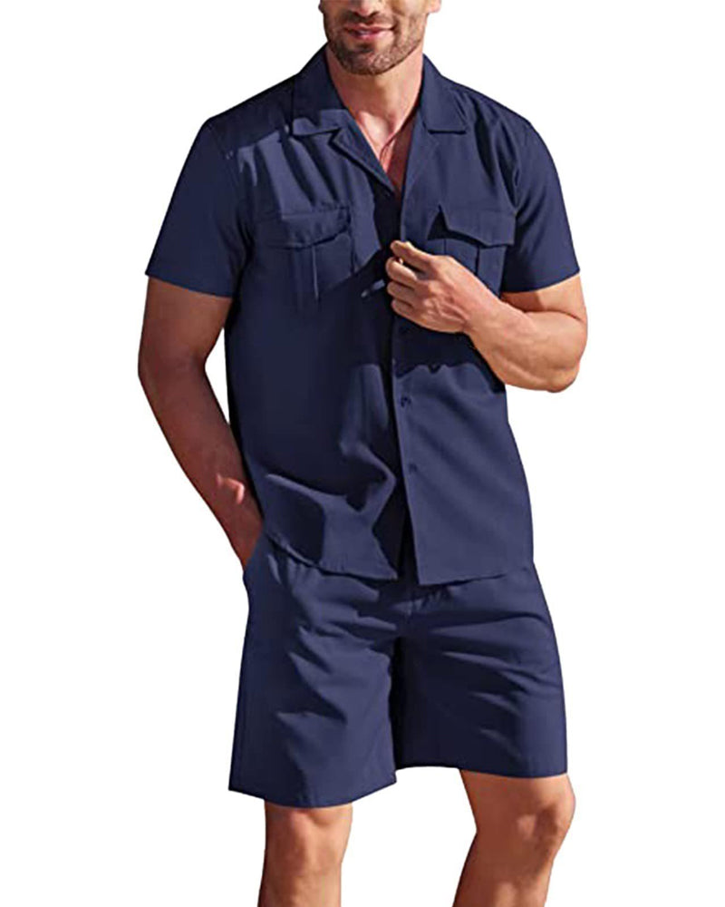 Men's Linen Shirt and Shorts Set