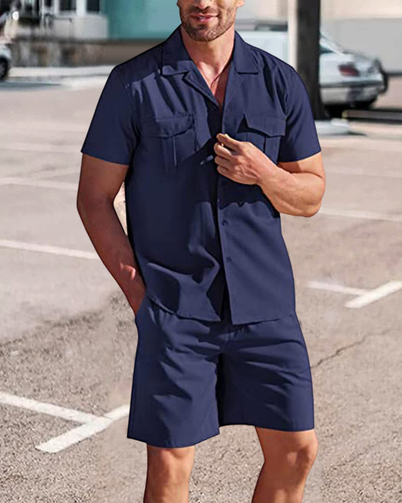 Men's Linen Shirt and Shorts Set