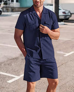 Men's Linen Shirt and Shorts Set