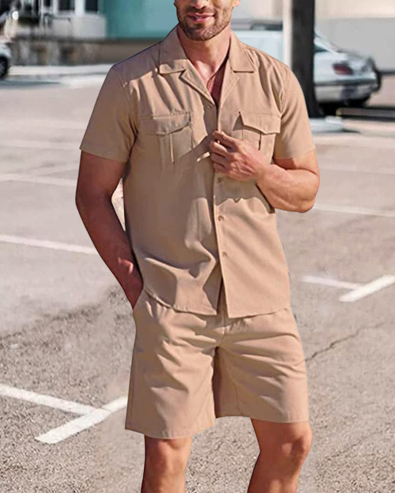 Men's Linen Shirt and Shorts Set