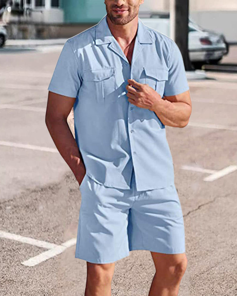 Men's Linen Shirt and Shorts Set