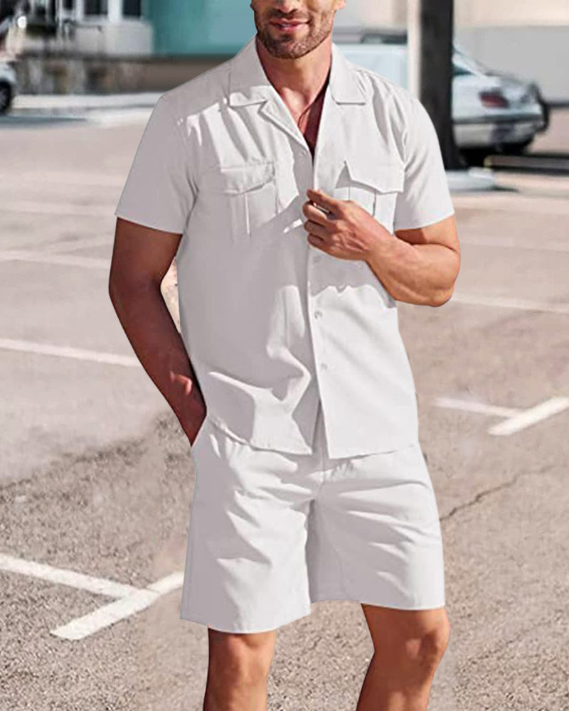 Men's Linen Shirt and Shorts Set