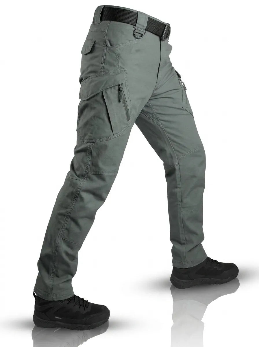 Men's Tapered Utility Cargo Trousers – Multi-Pocket Full-Length Outdoor