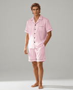 Men's Short-Sleeve Pyjama Set – Button-Up Sleep Shirt and Matching Shorts