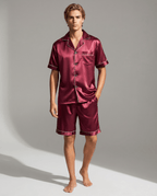 Men's Short-Sleeve Pyjama Set – Button-Up Sleep Shirt and Matching Shorts