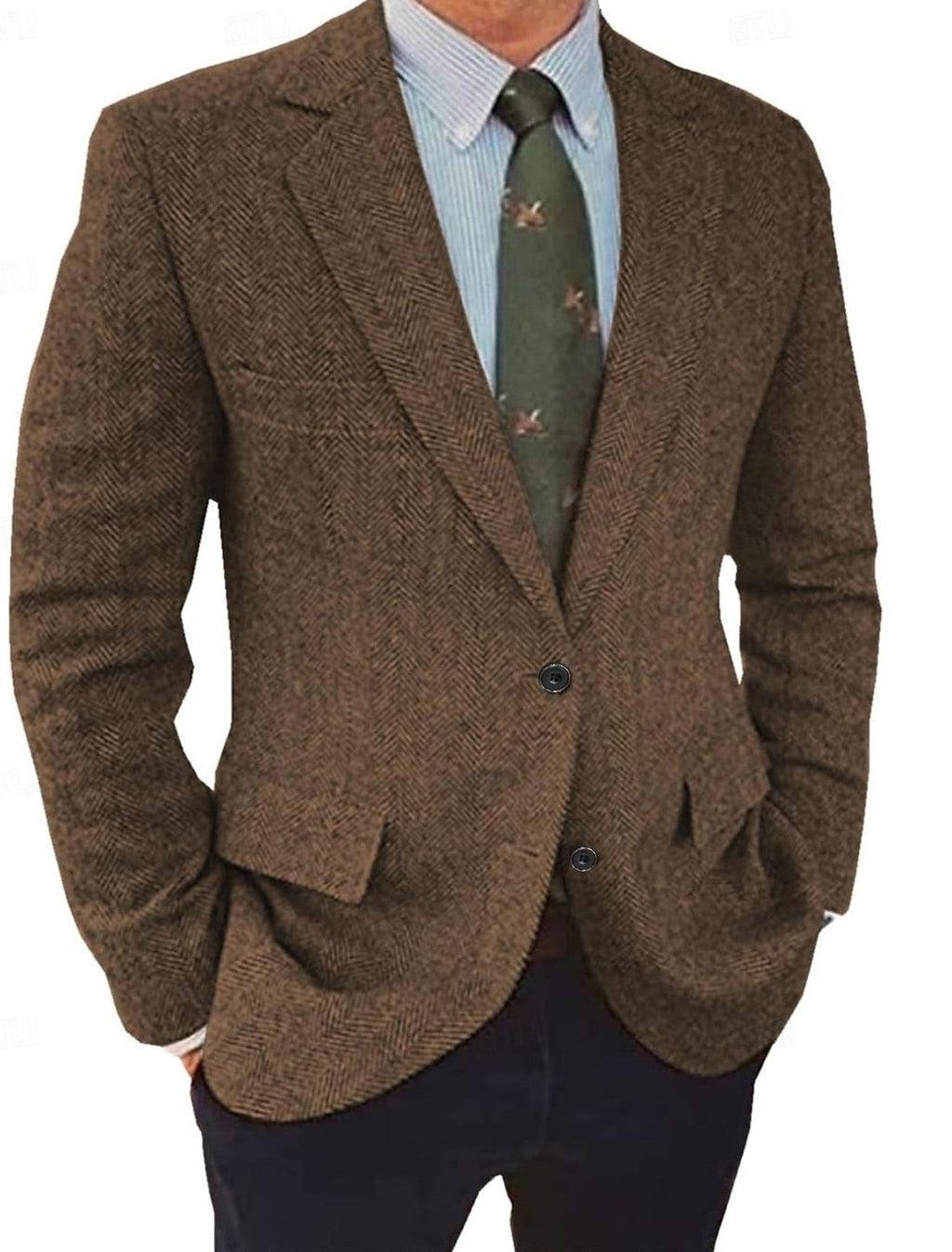 Men's Herringbone Blazer – Regular-Fit Button-Front Jacket
