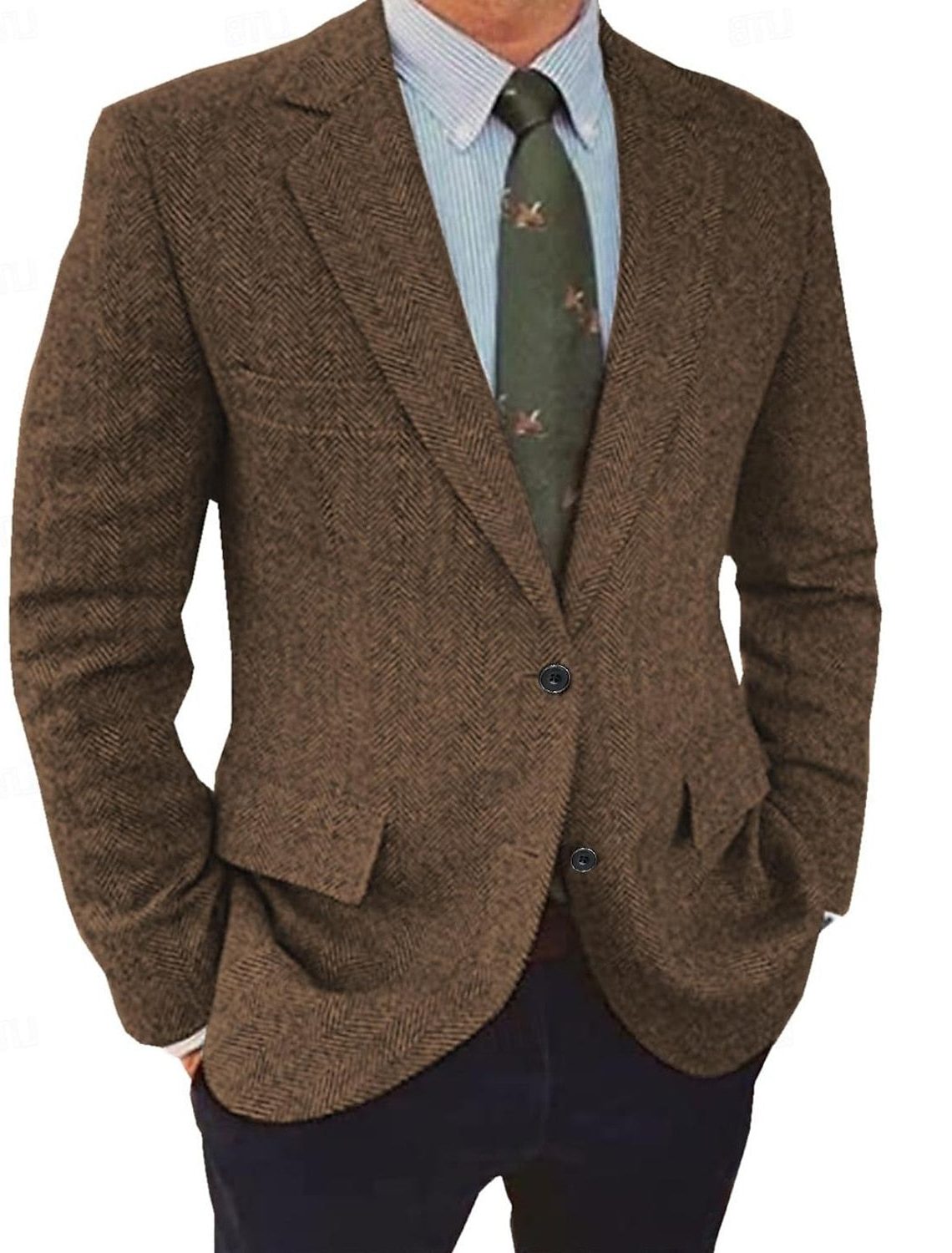 Men's Herringbone Blazer – Regular-Fit Button-Front Jacket