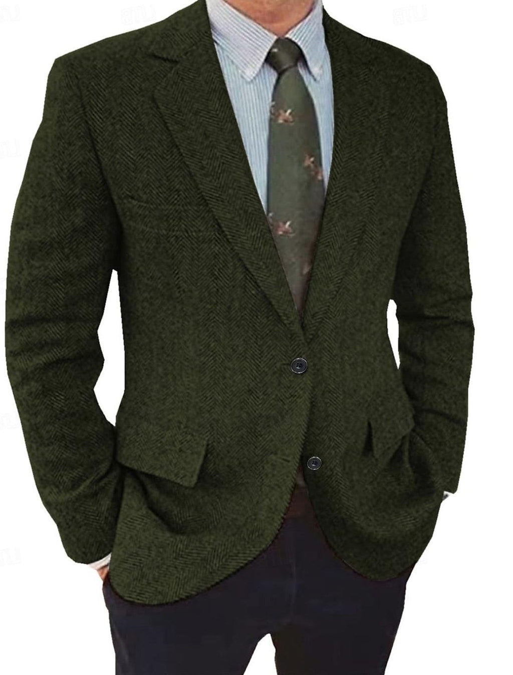 Men's Herringbone Blazer – Regular-Fit Button-Front Jacket