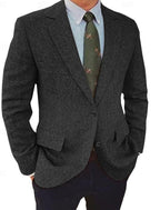 Men's Herringbone Blazer – Regular-Fit Button-Front Jacket