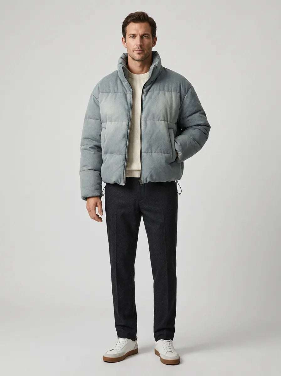 Men's Puffer Jacket with High Collar – Style 2