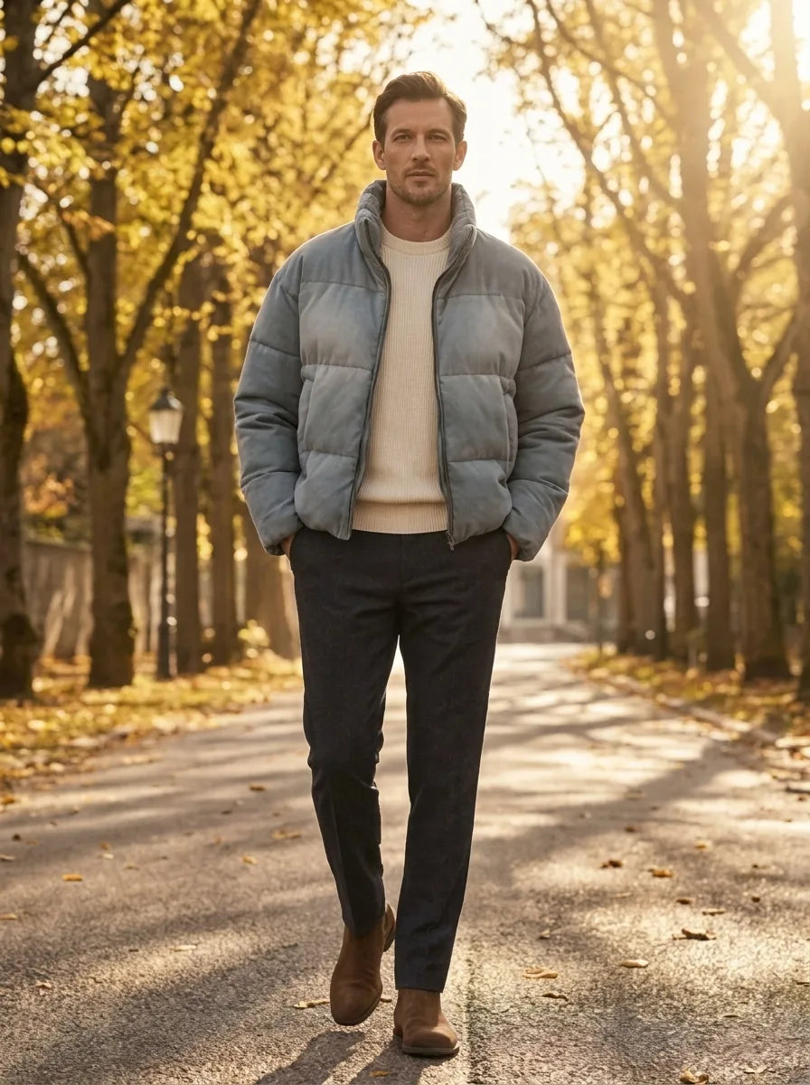Men's Puffer Jacket with High Collar – Style 2