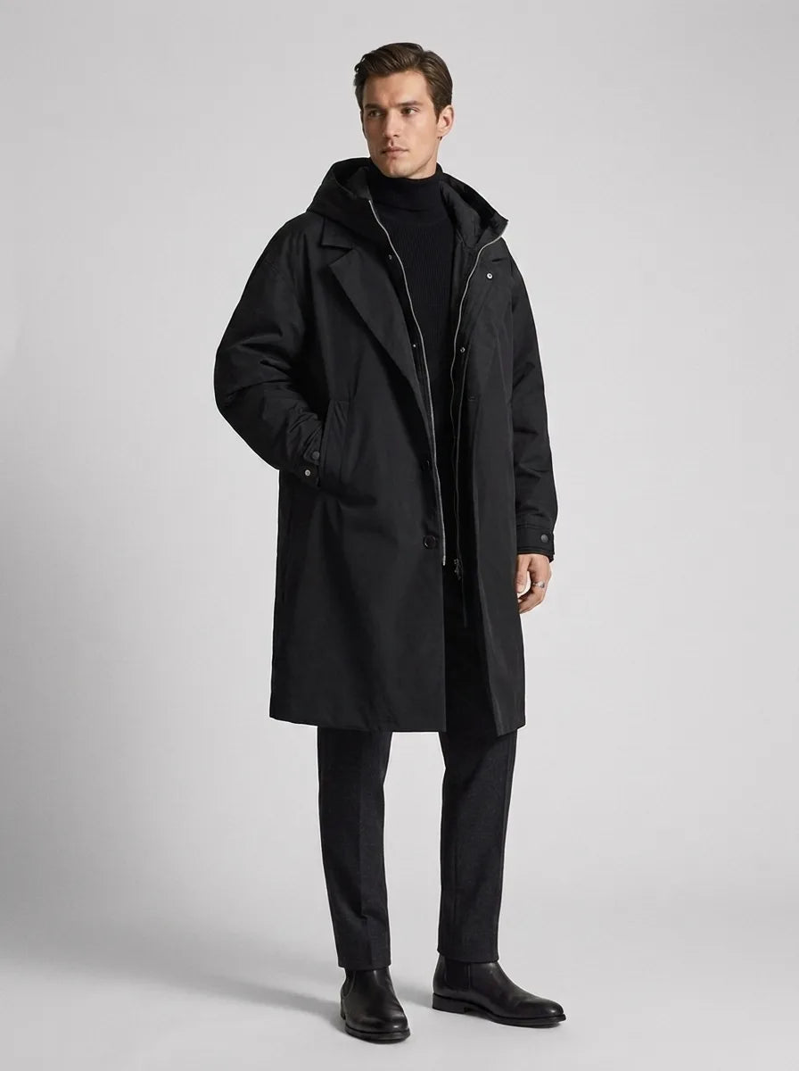 Men's Oversized Trench Coat with Hood