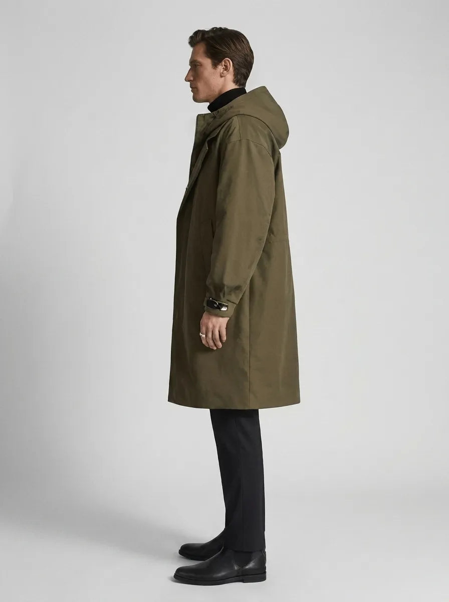 Men's Oversized Trench Coat with Hood