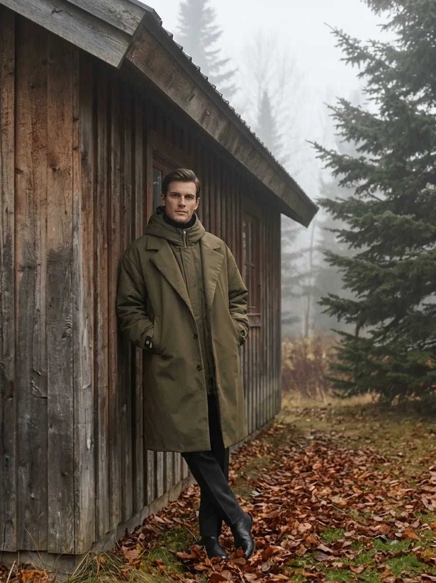 Men's Oversized Trench Coat with Hood