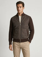 Men's Bomber Jacket with Patchwork Design