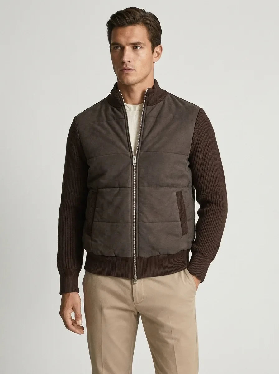 Men's Bomber Jacket with Patchwork Design