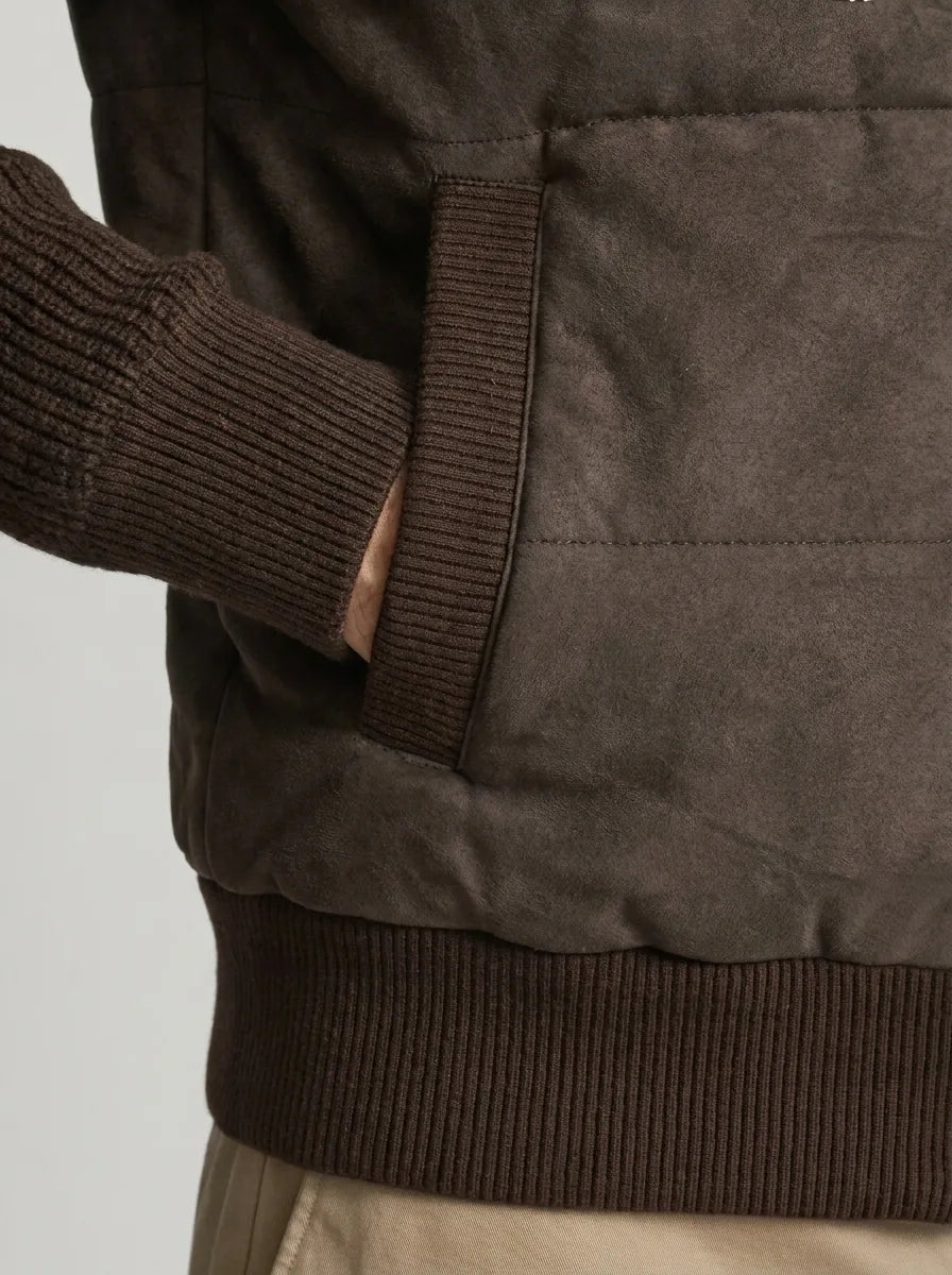 Men's Bomber Jacket with Patchwork Design
