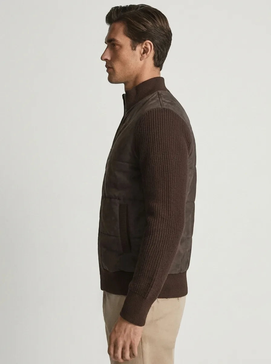 Men's Bomber Jacket with Patchwork Design