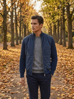 Men's Bomber Jacket with Patchwork Design
