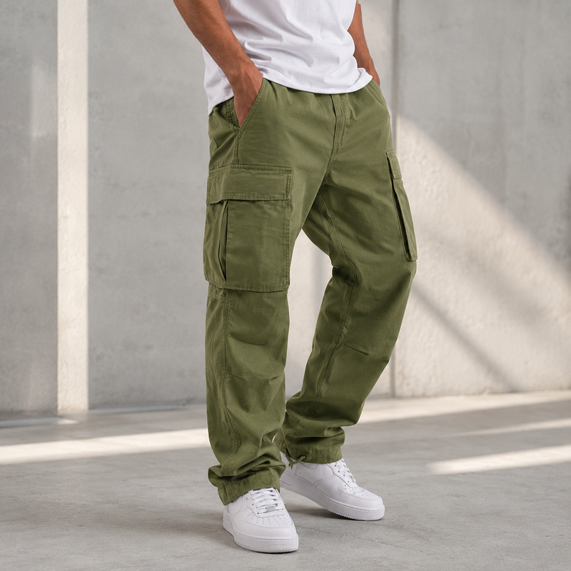 Men's Relaxed Cargo Trousers – Multi-Pocket Utility Pants