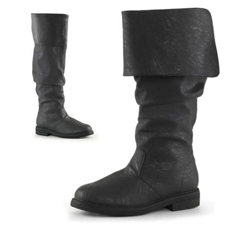 Men's Tall leather-look Boots – Slouchy Knee-High Pull-On Boots