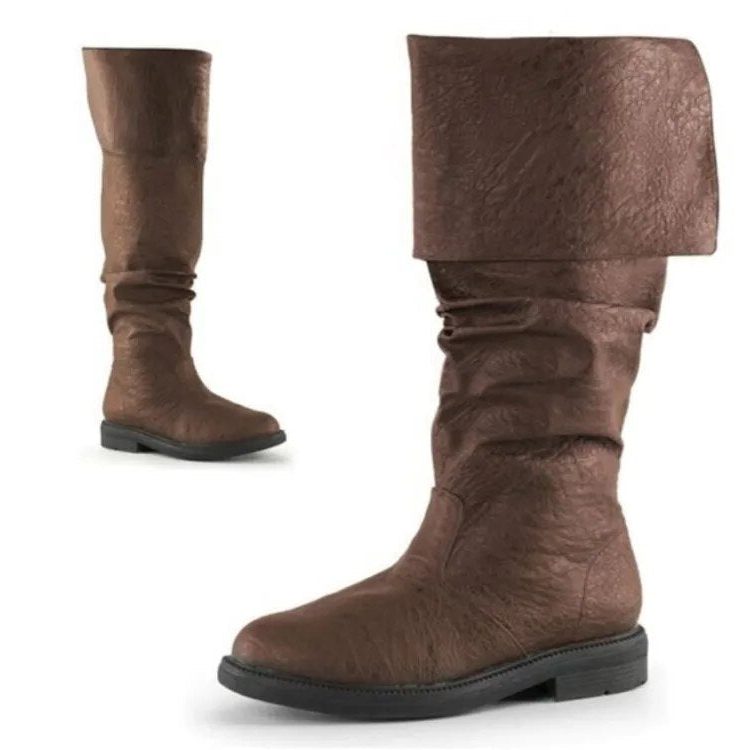 Men's Tall leather-look Boots – Slouchy Knee-High Pull-On Boots
