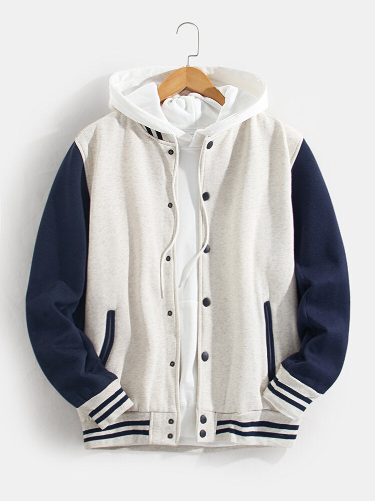 Men's Contrast Sleeve Varsity Bomber Jacket