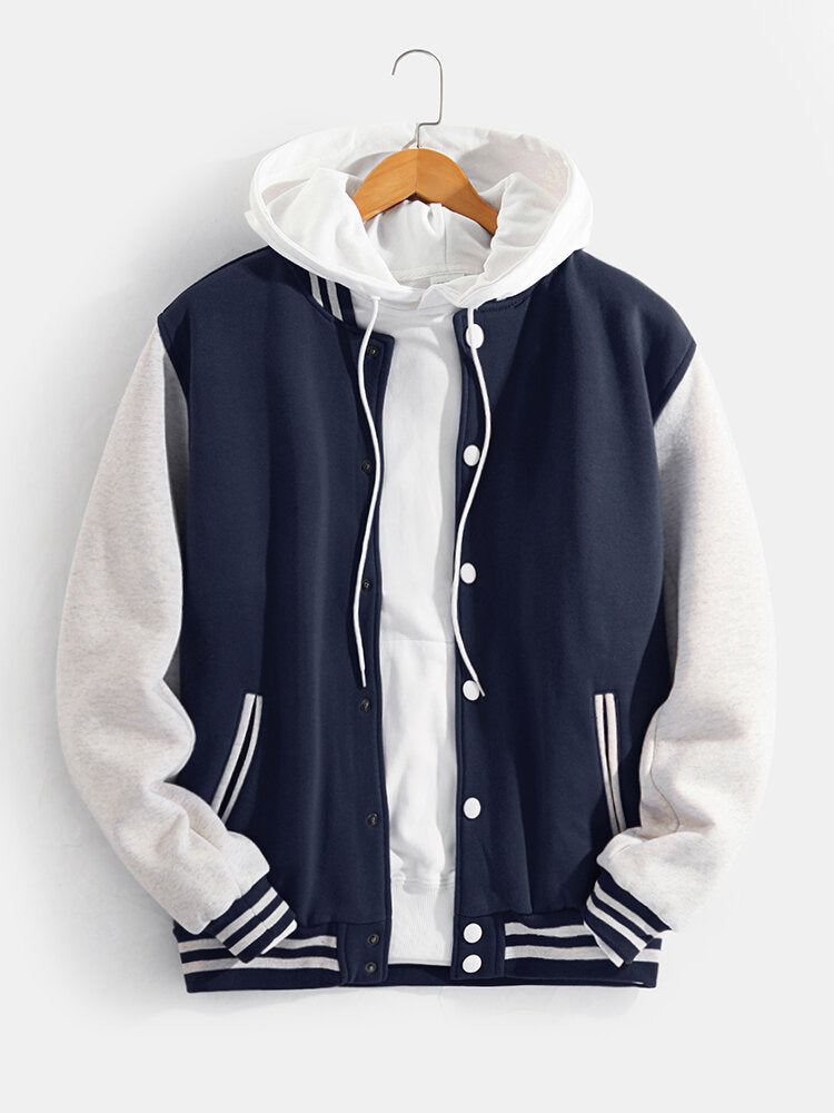 Men's Contrast Sleeve Varsity Bomber Jacket