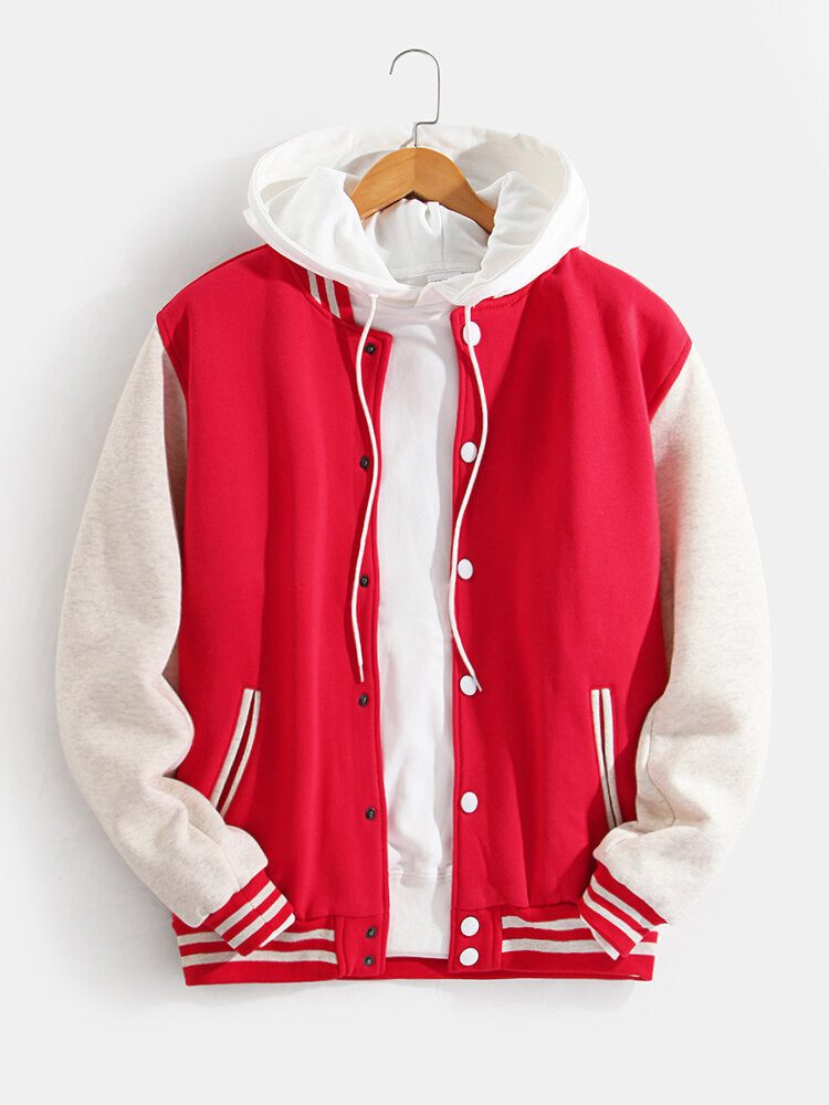 Men's Contrast Sleeve Varsity Bomber Jacket