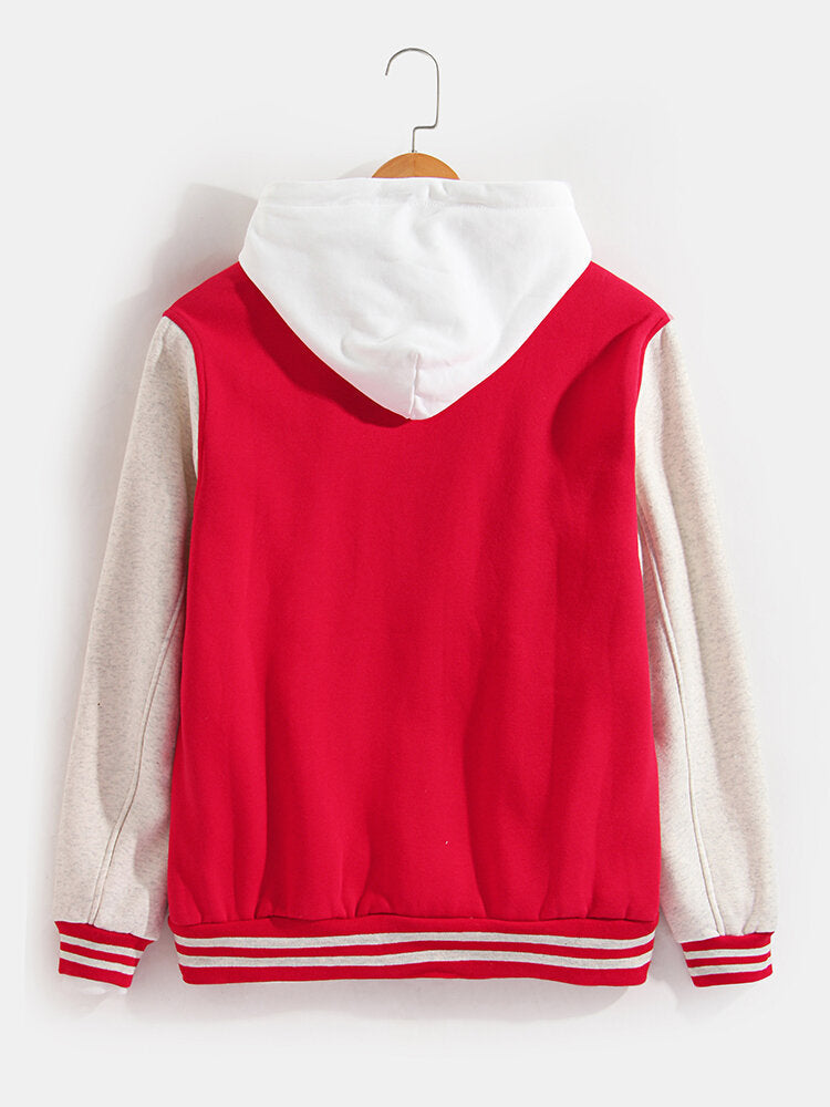 Men's Contrast Sleeve Varsity Bomber Jacket