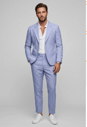 Men's Slim-Fit Two-Piece Suit – Notch-Lapel Blazer and Tailored Trousers