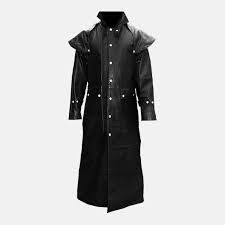 Men's leather-look Duster Coat with Shoulder Cape