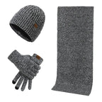 Men's Knitted Winter Accessory Set – Ribbed Beanie Scarf and Gloves