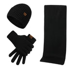 Men's Knitted Winter Accessory Set – Ribbed Beanie Scarf and Gloves