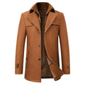 Men's wool-blend Winter Coat – Stand-Collar Button-Front Overcoat